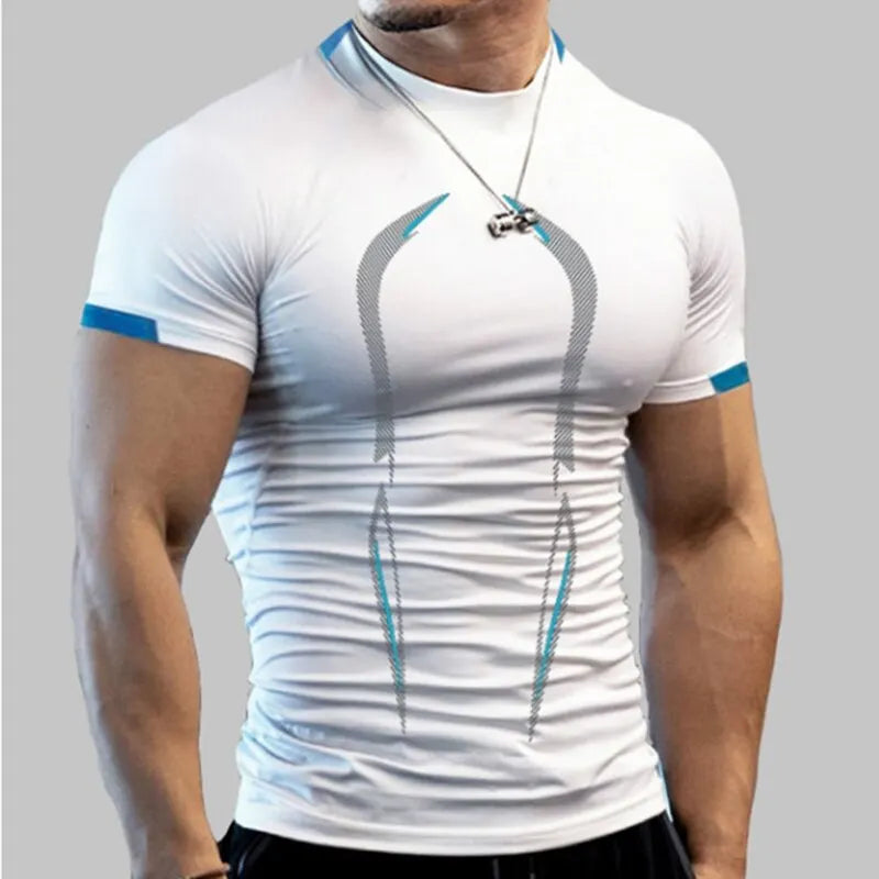 Camisa de Compressão Masculina, Esportiva, Fitness, Respirável e Secagem Rápida